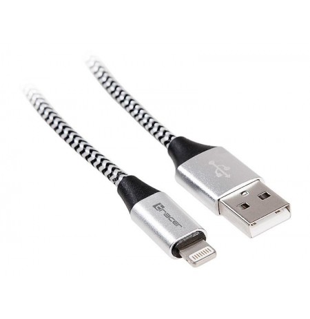 Kabelis TRACER USB 2.0 Iphone AM - lightning 1,0m juoda ir sidabrinė