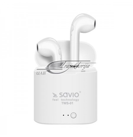 Headphones SAVIO TWS-01 (In-ear, Bluetooth, wireless, with a built-in microphone, white color)
