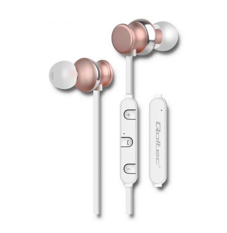 Qoltec In-ear Headphones Wireless with microphone | White