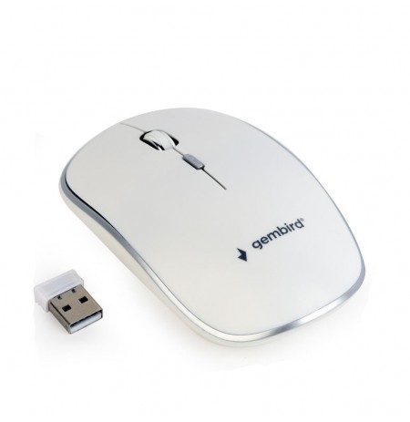 Gembird Wireless optical mouse MUSW-4B-01-W, 1600 DPI, nano USB, white