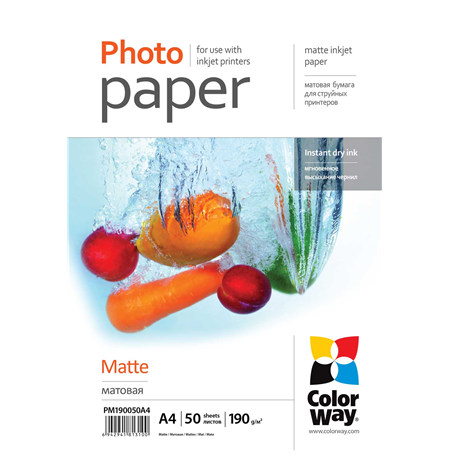 ColorWay Matte Photo Paper, 50 sheets, A4, 190 g/m²