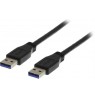 DELTACO USB 3.0 kabelis, A tipo male - A tipo male, 1 m, juodas / USB3-210S