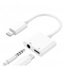 Dvigubas adapteris iPhone Lightning - 3.5 mm ausinėms ir krovikliui