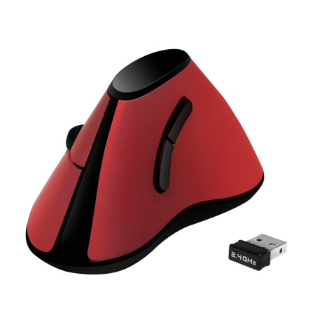 LOGILINK -  Ergonomic vertical mouse, wireless 2.4 GHz, red