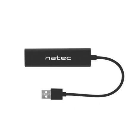 Natec Hub USB 2.0 DRAGONFLY 3-ports + RJ45, Black