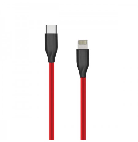 Silikoninis kabelis USB-C - Lightning (raudonas, 1m)