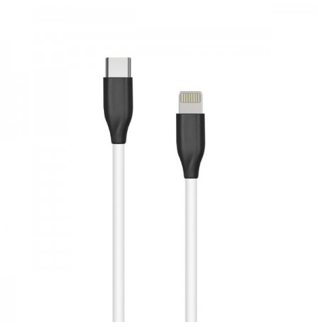 Silikoninis kabelis USB-C - Lightning (baltas, 1m)
