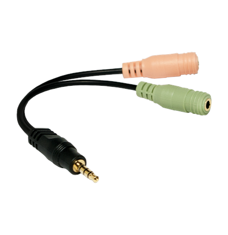 Logilink Audio jack adapter, 4-pin, 3.5 mm stereo male to 2x 3.5mm female Black, 0.15 m