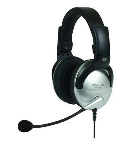 Koss Headphones SB45 Headband/On-Ear, 3.5mm (1/8 inch), Microphone, Silver/Black, Noice canceling,