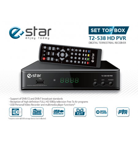 TV priedelis STB eSTAR DVBT2 538 HD Black