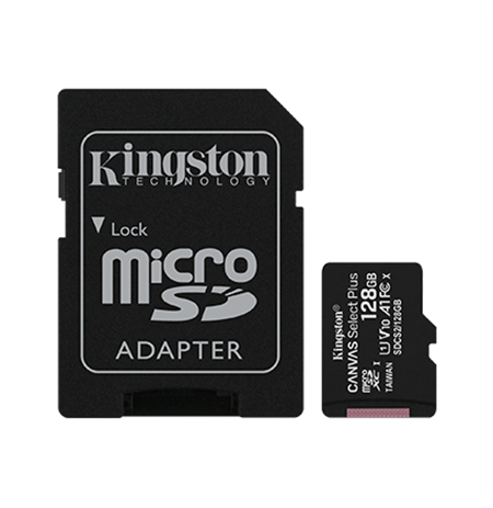 Kingston Canvas Select Plus UHS-I 128 GB, MicroSDXC, Flash memory class 10, SD Adapter