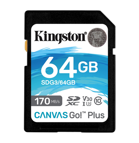 Kingston Canvas Go! Plus 64 GB, SD, Flash memory class 10
