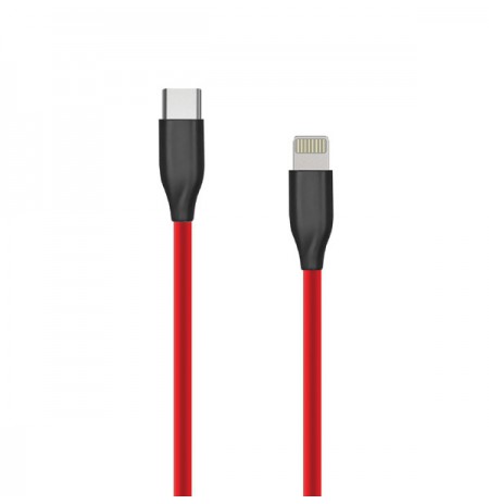 Silikoninis kabelis USB Type-C-Lightning (raudonas, 2m)