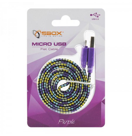 Sbox USB-daugiau Micro USB 2.0 M/M 1m colorfull blister purple