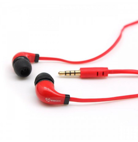 Sbox Stereo Earphones with Microphone EP-038 red