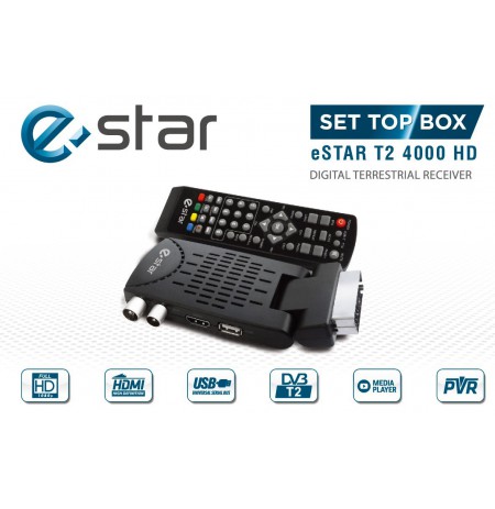 TV priedelis STB eSTAR T2 4000 HD SCART Black 