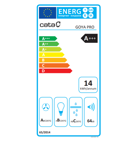 CATA Hood Goya PRO 90 BK Energy efficiency class A+++, Wall mounted, Width 90 cm, Black glass, LED