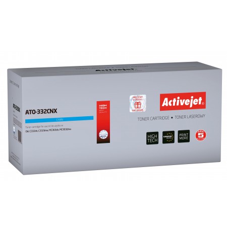 Activejet ATO-332CNX toner replacement OKI 46508711, Compatible, page yield: 3000 pages, Printing colours: Cyan. 5 years