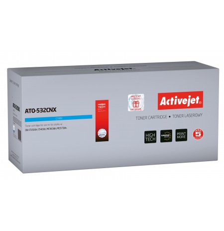 Activejet ATO-532CNX toner replacement OKI 46490607, Compatible, page yield: 6000 pages, Printing colours: Cyan. 5 years