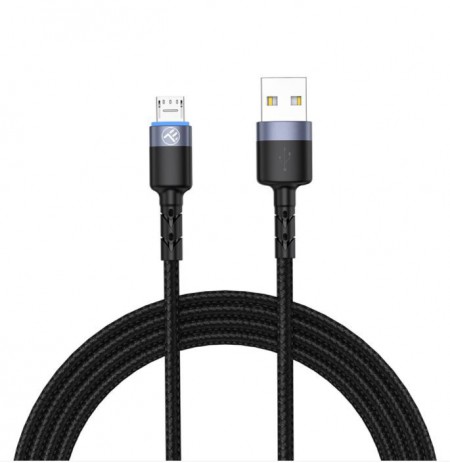 Tellur Data cable, USB to Micro USB, LED, Nylon Braided, 1.2m black