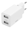 DELTACO USB sieninis įkroviklis, 2x USB-A, 2,4 A, iš viso 12 W, baltas USB-AC174