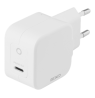 DELTACO USB-C sieninis įkroviklis 30 W su PD ir GaN technologija, baltas USBC-GAN01