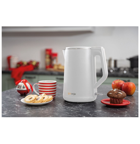 Gorenje Kettle K15DWW Electric, 2200 W, 1.5 L, Plastic + metal, 360° rotational base, White