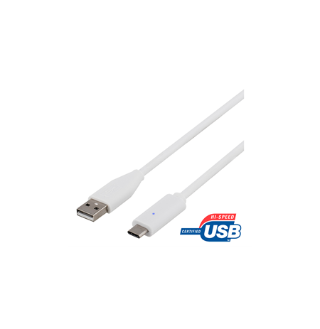 USB 2.0 kabelis, C tipas - A tipas, 0,5 m, baltas DELTACO / USBC-1008