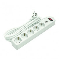 Buitinis ilgiklis 5m, 5 lizdai, 2xUSB, su jungikliu