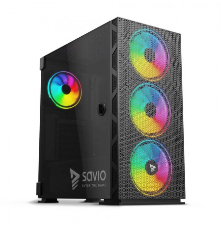 SAVIO PC Case Raptor X1 ARGB Glass/Mesh Black
