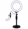 LED žiedinė lempa 16cm, su stovu iki 33cm, USB, RGBW