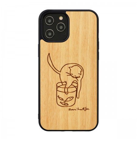 MAN&WOOD case for iPhone 12 Pro Max cat with red fish