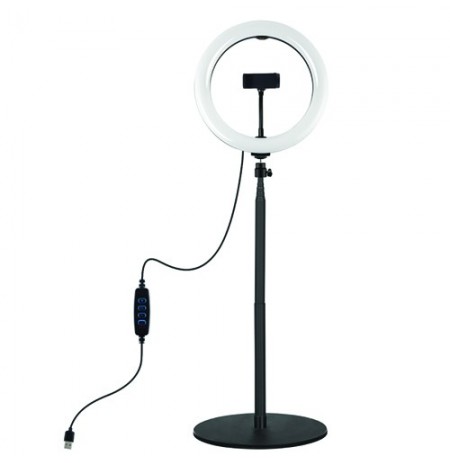 LED žiedinė lempa 26cm, su stovu 25.5-140.7cm, USB