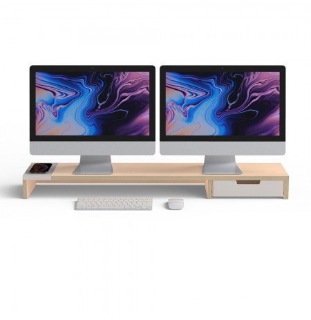 All-in-one wireless charging & hub station for dual monitors POUT EYES 9 Maple White