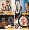 Maclean MCE610 10" 12W LED Ring Light with Tripod Stand and Bluetooth Shutter 3 Colours 10 brightness levels 10% -100%