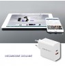Qoltec 51715 Charger| 63W | 5-20V | 1.5-3A | USB type C PD | USB QC 3.0 | White