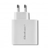 Qoltec 51715 Charger| 63W | 5-20V | 1.5-3A | USB type C PD | USB QC 3.0 | White