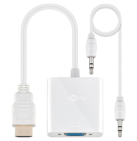 Goobay HDMI/VGA adapter, nickel plated  51758 White,  VGA female (15-pin),  HDMI male (type A)