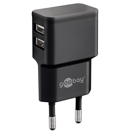 Goobay Dual USB charger 44951  2.4 A,  2 USB 2.0 female (Type A), Black, 12 W