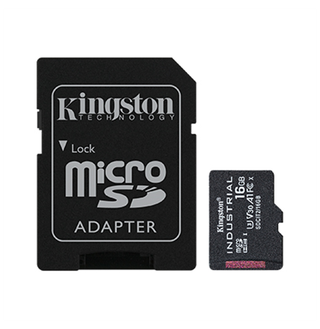 Kingston UHS-I 16 GB, microSDHC/SDXC Industrial Card, Flash memory class Class 10, UHS-I, U3, V30, A1, SD Adapter