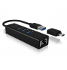 Raidsonic | 4 Port Hub with USB 3.0 Type-A, Type-C, Gigabit LAN | Icy Box IB-HUB1419-LAN