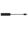 Raidsonic 4 Port Hub with USB 3.0 Type-A, Type-C, Gigabit LAN Icy Box IB-HUB1419-LAN Black