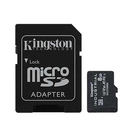 Kingston UHS-I 8 GB, microSDHC/SDXC Industrial Card, Flash memory class Class 10, UHS-I, U3, V30, A1, SD Adapter