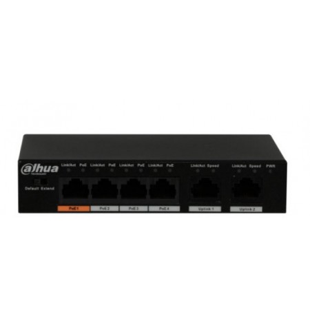 Dahua Technology PFS3006-4ET-60 network switch Unmanaged Fast Ethernet (10/100) Power over Ethernet (PoE) Black
