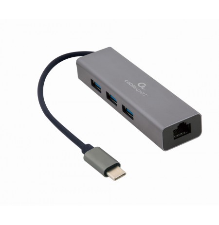Gembird A-CMU3-LAN-01 USB-C Gigabit network adapter with 3-port USB 3.1 hub