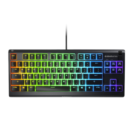 SteelSeries Gaming Keyboard Apex 3 Tenkeyless, RGB LED light, US Layout, Black, Wired, Whisper-Quiet Switches