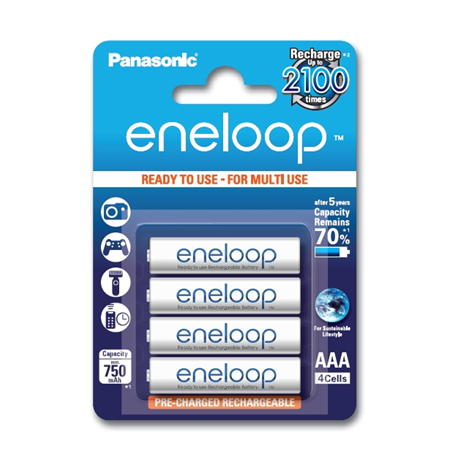 Eneloop Ready To Use Rechargeable Battery 4x AAA BK-4MCCE-4BE (800mAh)/ Recharge 2100 Times