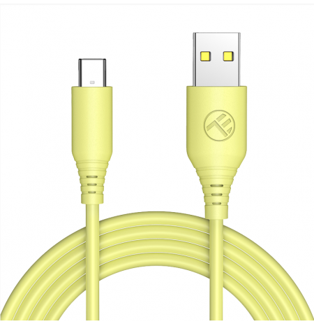 Tellur Silicone USB to Type-C cable 3A, 1m, yellow