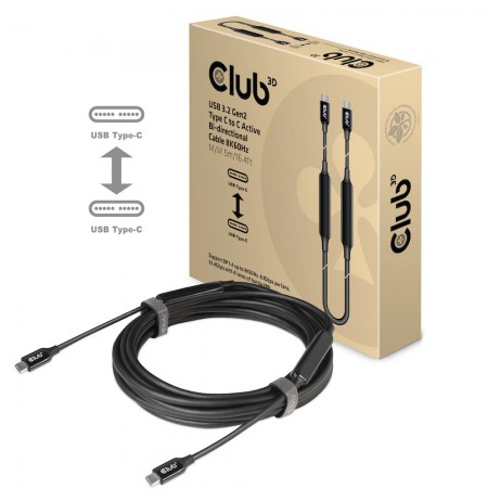 CLUB3D USB 3.2 Gen2 Type C to C Active Bi-directional Cable 8K60Hz M/M 5m/16.4ft