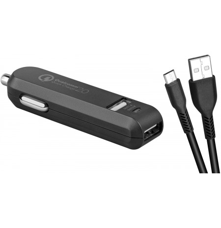 AVACOM CARMAX 2 CAR CHARGER 2X QUALCOMM QUICK CHARGE 2.0, BLACK (USB-C KABEL)